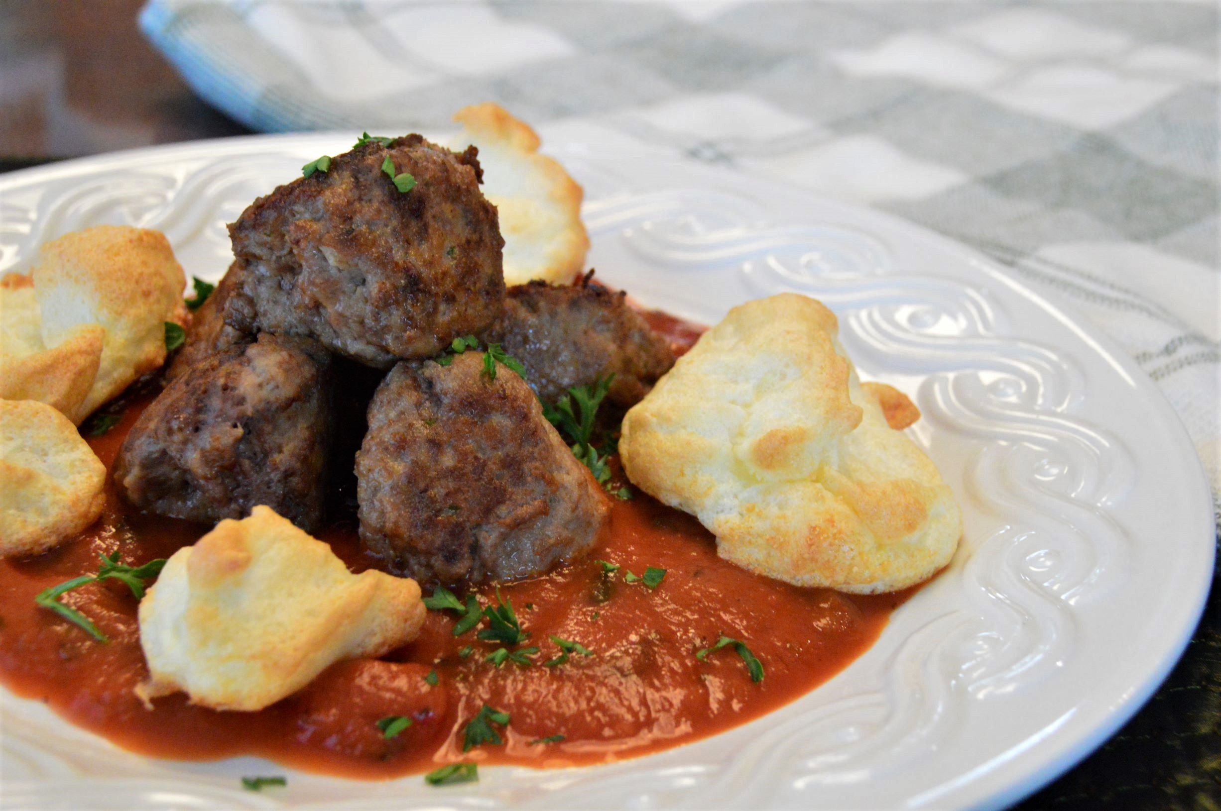 Parmesan Meringue Clouds and Meatballs