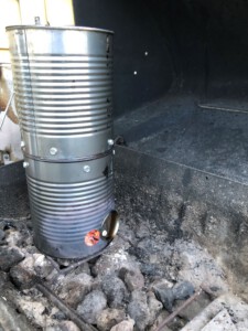 DIY Tin Can Smoker lit