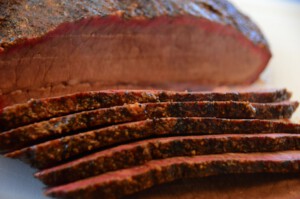 Slices of brisket flat